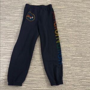 Aviator Nation Black and Blue Sweatpants with Vibrant Graphic